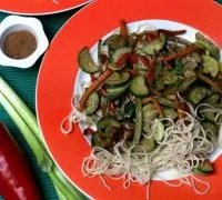 Макароны перчателли с запечеными овощами