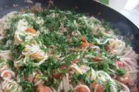 Паста с тунцом и томатами