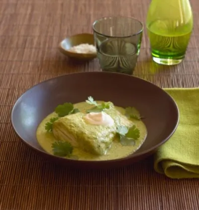 Палтус в зеленом соусе