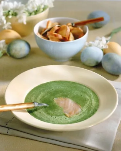 Суп-пюре гороховый с копченым палтусом