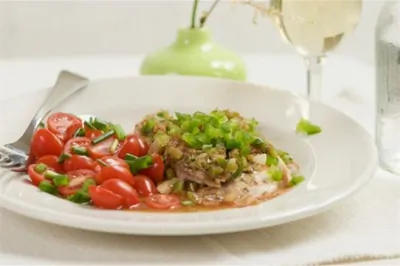 Камбала отварная с овощами