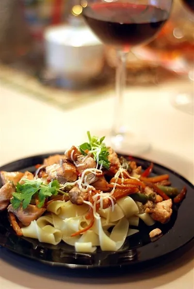 Феттучини с семгой