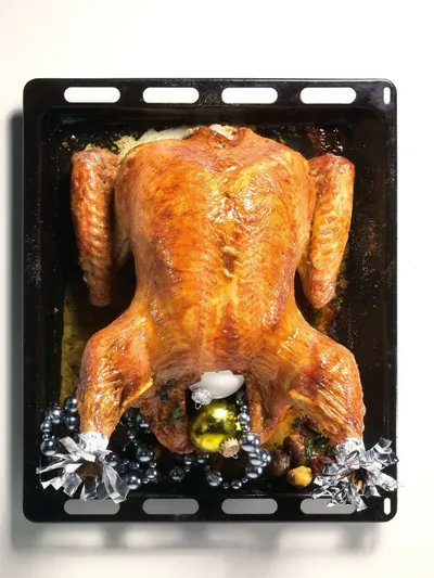 Индейка с каштанами и грюйером