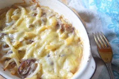 Запеченые кальмары с грибами