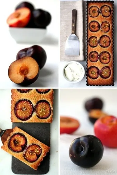 Клафути с шоколадом и сливами