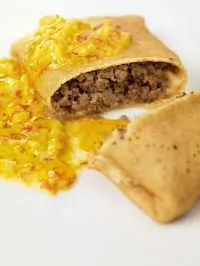 Гречневые блины с бараниной и зеленью