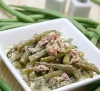 Зеленая фасоль с беконом и каштанами