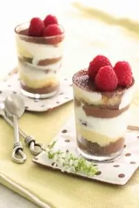 Молочно-шоколадное парфе с малиной и взбитыми сливками