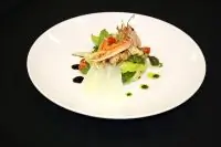 Салат из артишоков, груши и лангустинов с апельсиновым цитронетом