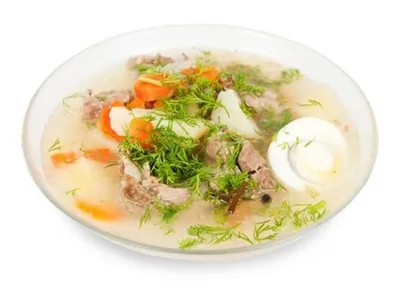 Суп «Чихиртма» из баранины с кинзой и яичным соусом