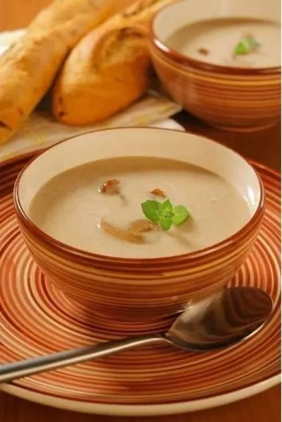 Суп-пюре из фасоли с грибами