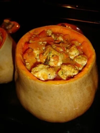Тыква фаршированная куриным филе