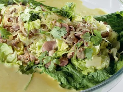 Ленивые голубцы с пекинской капустой, вермишелью и куриными желудками