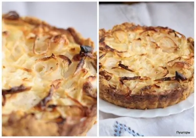 Луковый пирог со сметанной заливкой