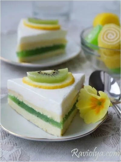 Пирожные с желе из киви