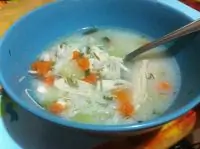 Куриный суп с диким рисом и плавленым сыром