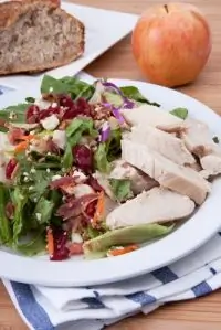 Теплый салат с курицей и грибами