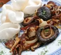 Грибы с ветчиной и имбирем