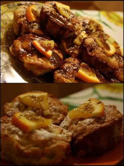 Бисквитные кексы с яблоками и шоколадным кремом