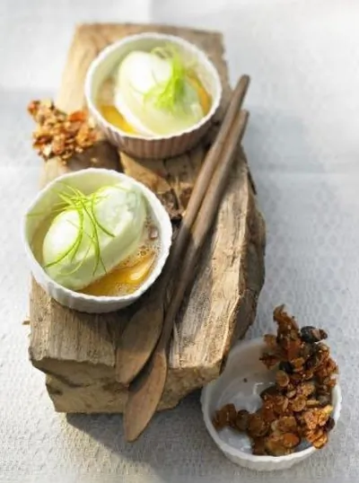 Десерт из фламбированных груш