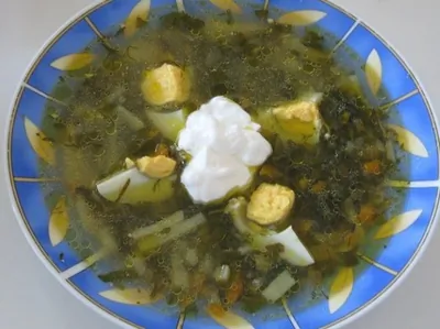 Щи из щавеля на курином бульоне