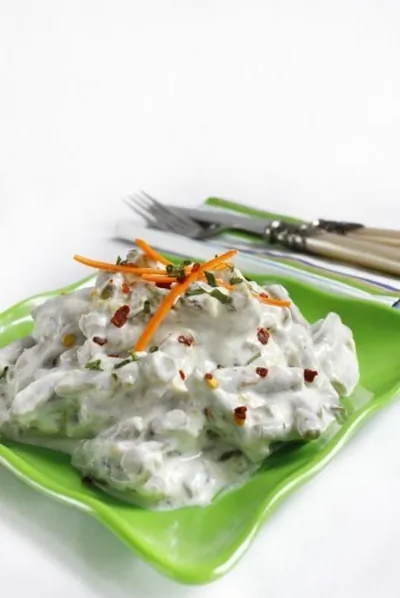 Зеленая фасоль с чесночным кремом