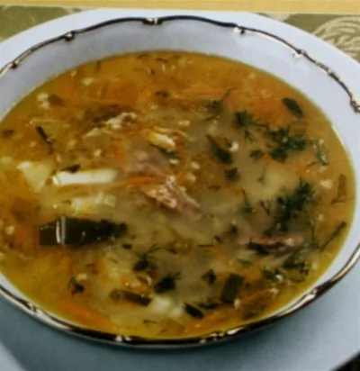 Рассольник с говяжьей грудинкой