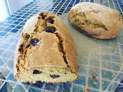 Овсяно-пшеничный бездрожжевой хлеб с орехами