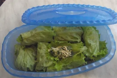 Голубцы из свежих листьев салата с сыром