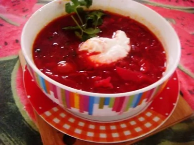 Постный борщ с коньяком