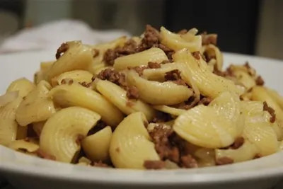 Макароны по флотски со сметаной