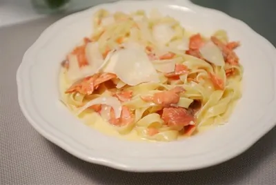 Тальятелле с лососем и виски