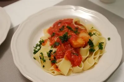 Паппарделле с гребешком