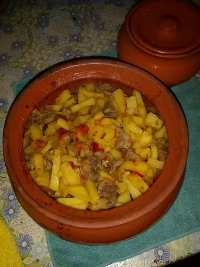 Жаркое с куриными желудками