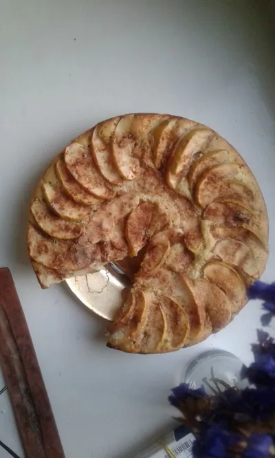 Шарлотка с корицей и яблоками