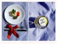 Гребешки под грушевым соусом с песто