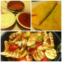 Фахитас с курицей и мексиканской лепешкой