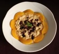 Ванильное ризотто с персиками и шоколадом