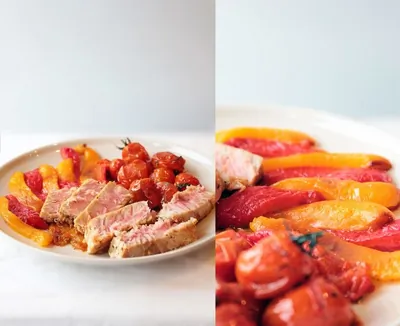 Тунец с запеченными овощами