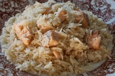 Ризотто с семгой и белым вином