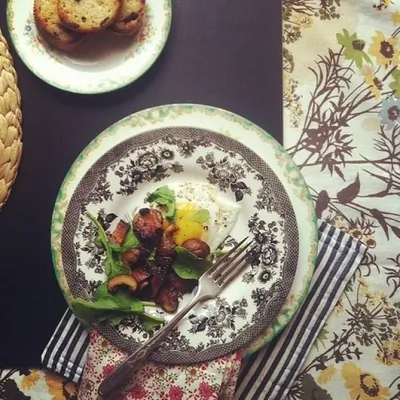 Яичница с грибами и беконом