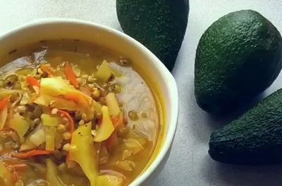 Овощной суп с зеленой гречкой