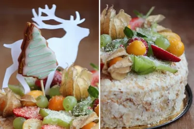 Зимний торт «Наполеон» c фруктами