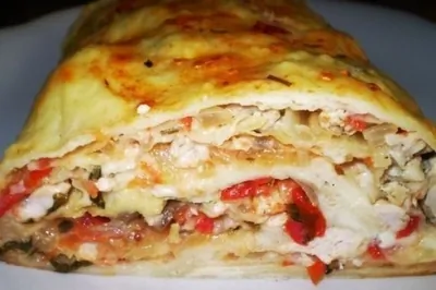 Рулет алла лазанья из тонкого лаваша