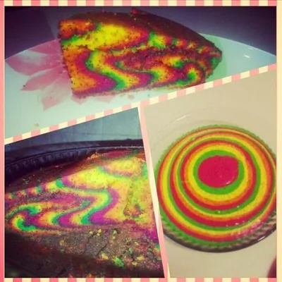 Радужный сметанный пирог с маком