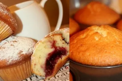 Кексы на йогурте с ягодным джемом