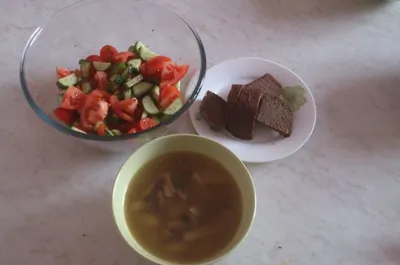 Постный суп с шампиньонами и рисом