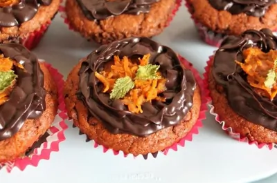 Шоколадно-апельсиновые маффины с шоколадным ганашем