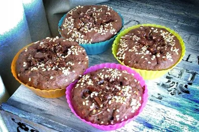 Маффины шоколадные с отрубями и банановым центром