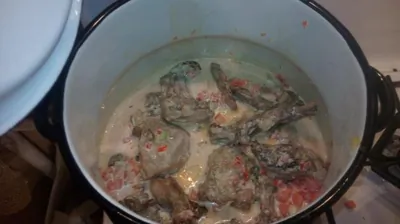 Кролик, тушеный в сметанном соусе